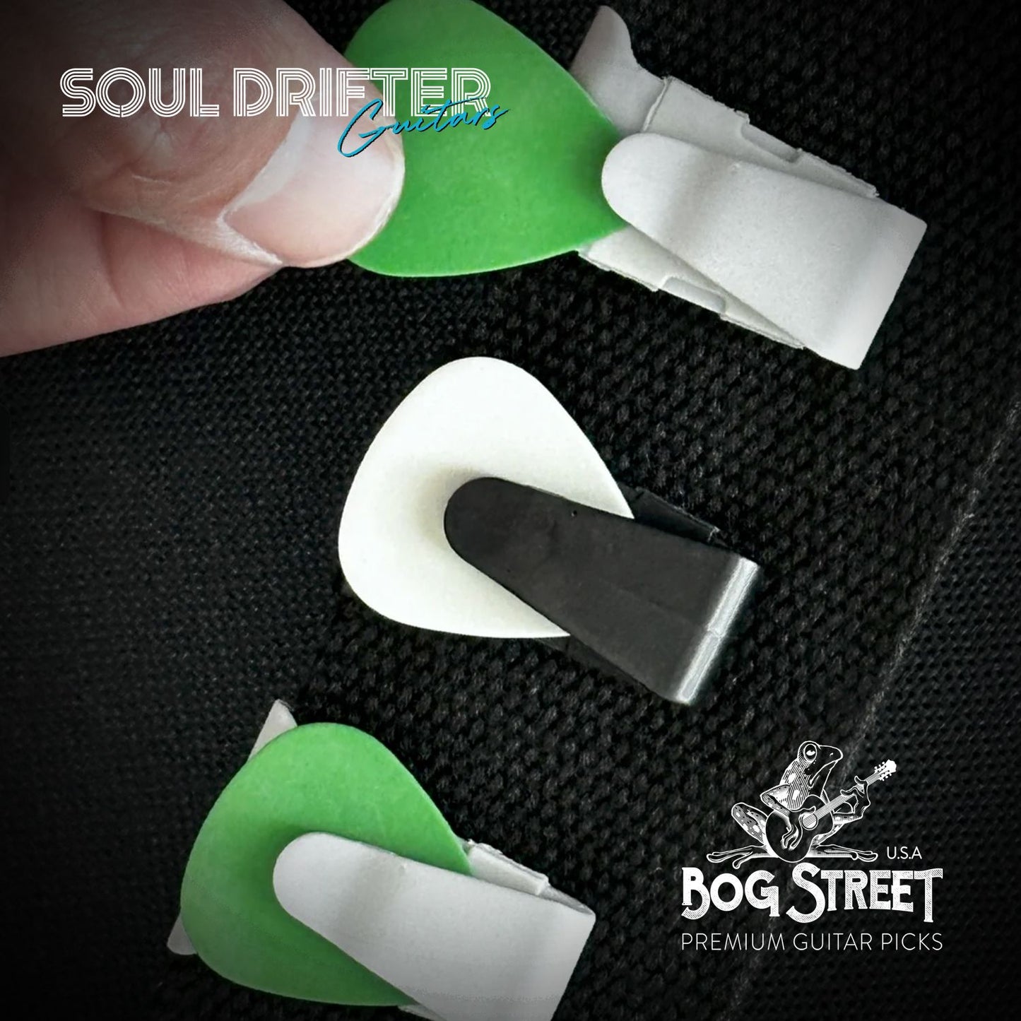 Bog Street Pick Holder for Guitar Straps (3-pack)