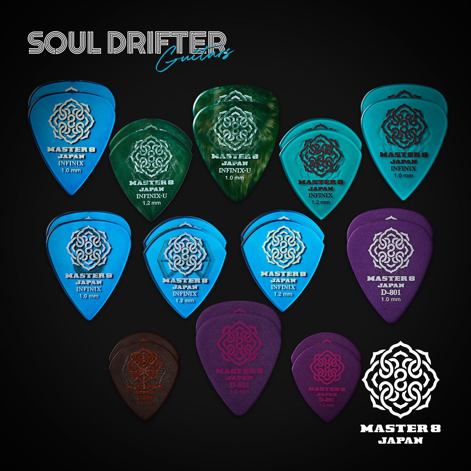 MASTER 8 JAPAN | All Medium Gauge Picks 1.0-1.2mm (24-pack)