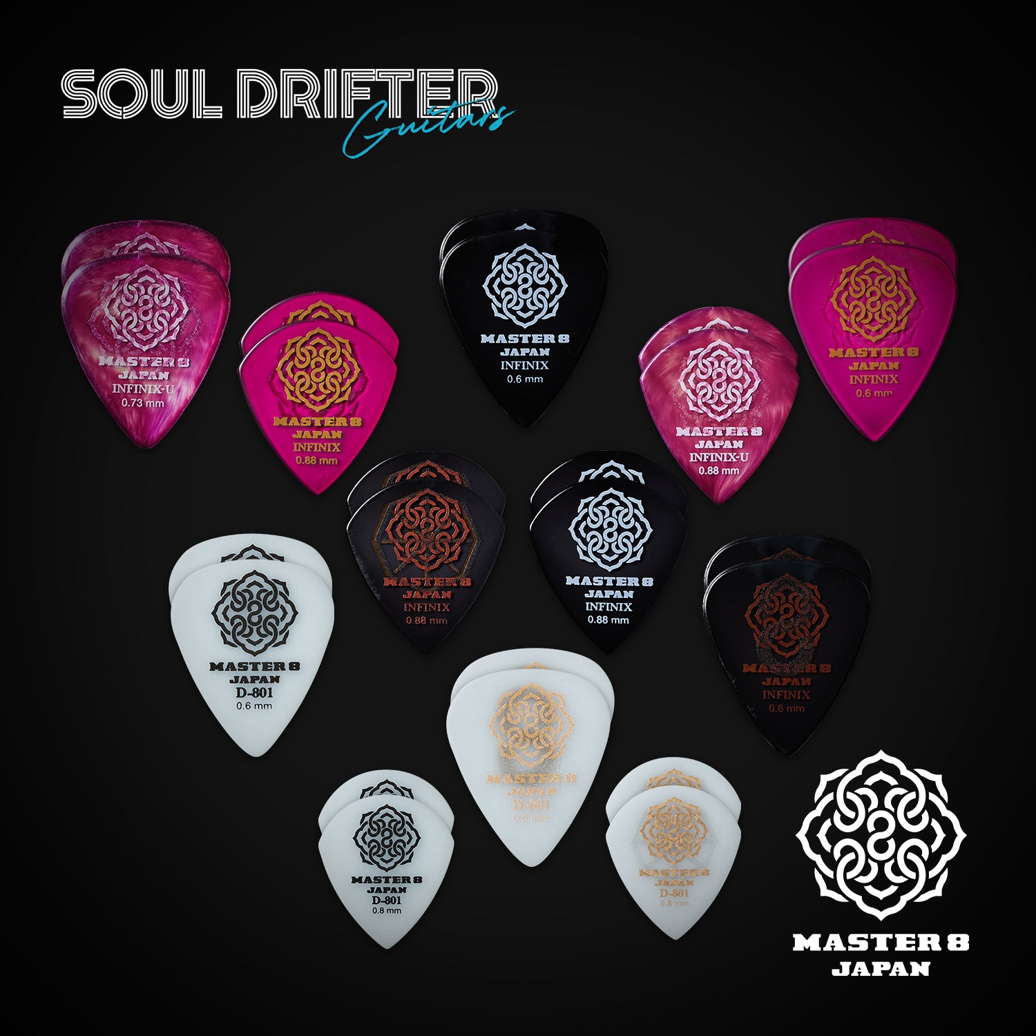 MASTER 8 JAPAN | All Lighter Gauge Picks 0.6-0.88mm (24-pack)