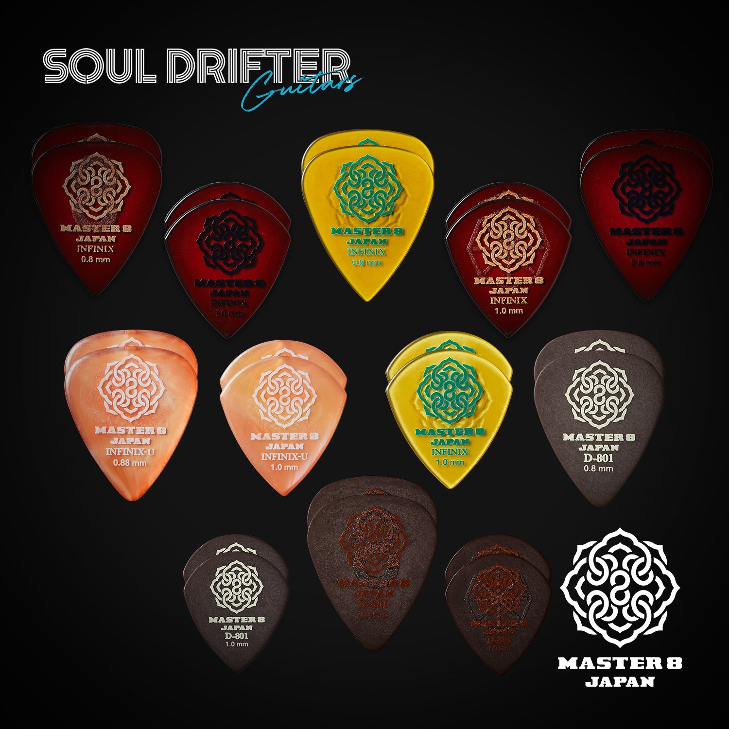 MASTER 8 JAPAN | All Medium Gauge Picks 0.8-1.0mm (24-pack)