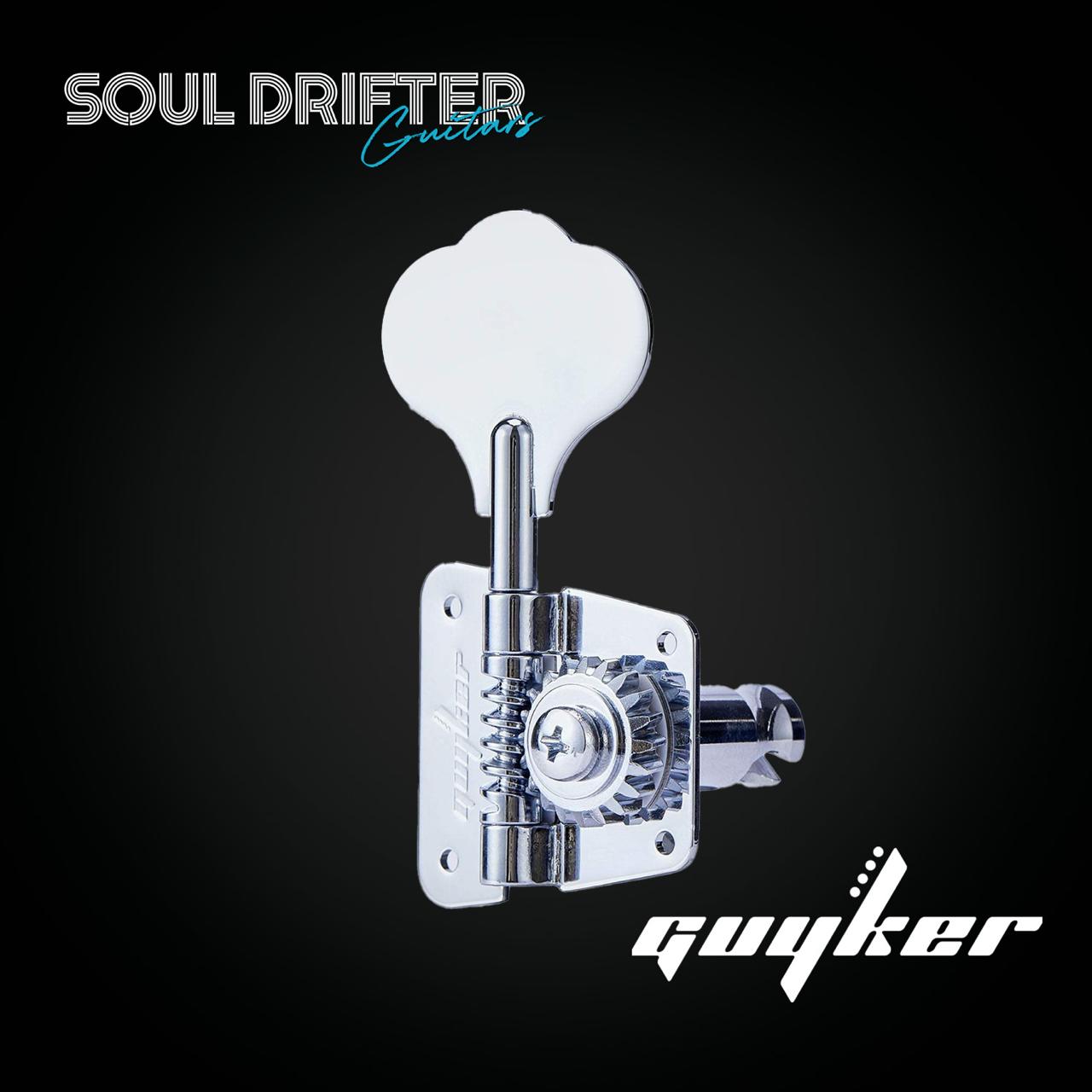 Guyker GK-530 Open Frame Tuning Pegs for Electric Bass with 1:20 Ratio (Right Handed) - Chrome