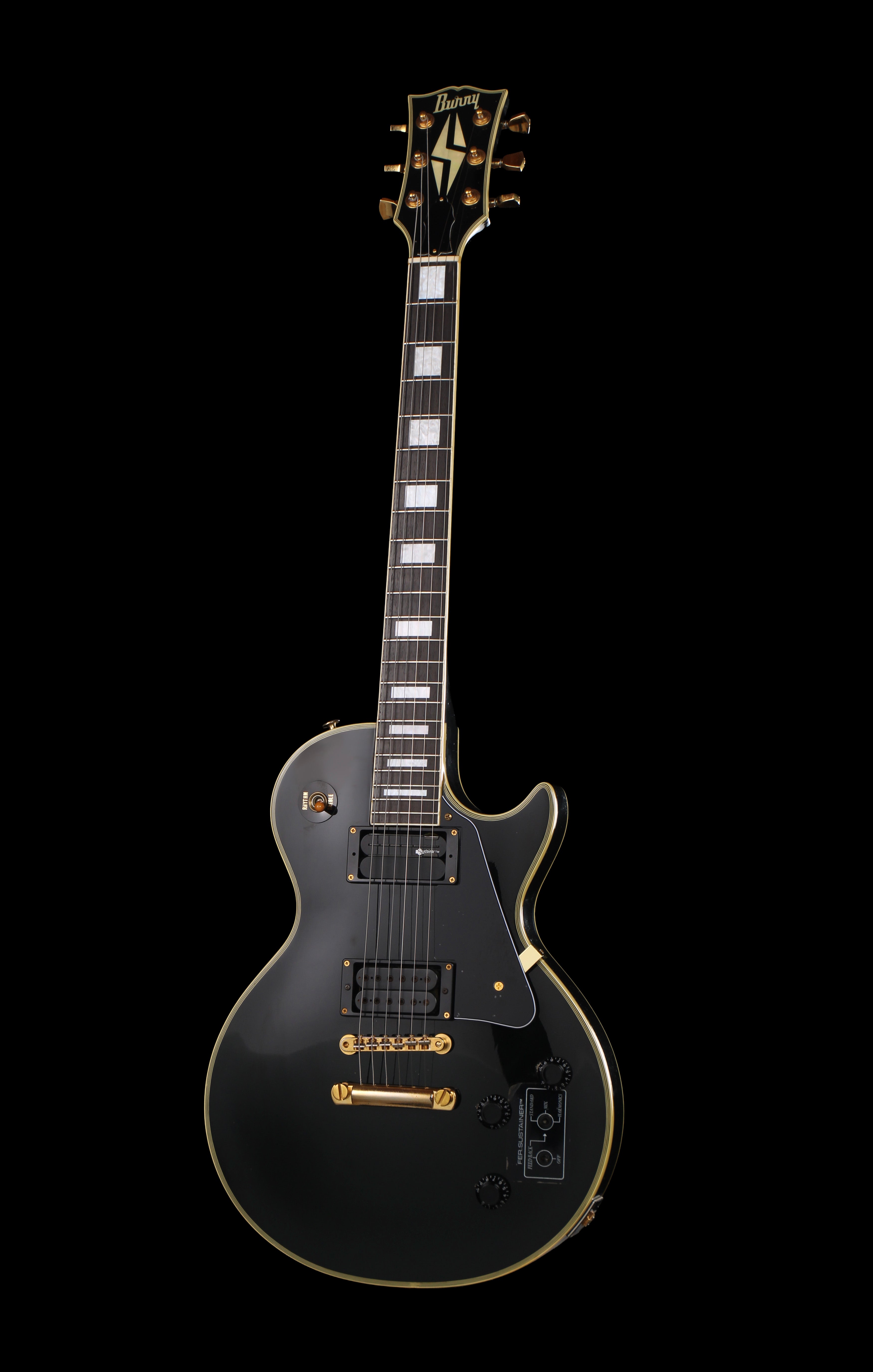 ギター Burny LesPaul Burny RLC-105X Pata Les Paul Custom Ebony w/Sustainer System