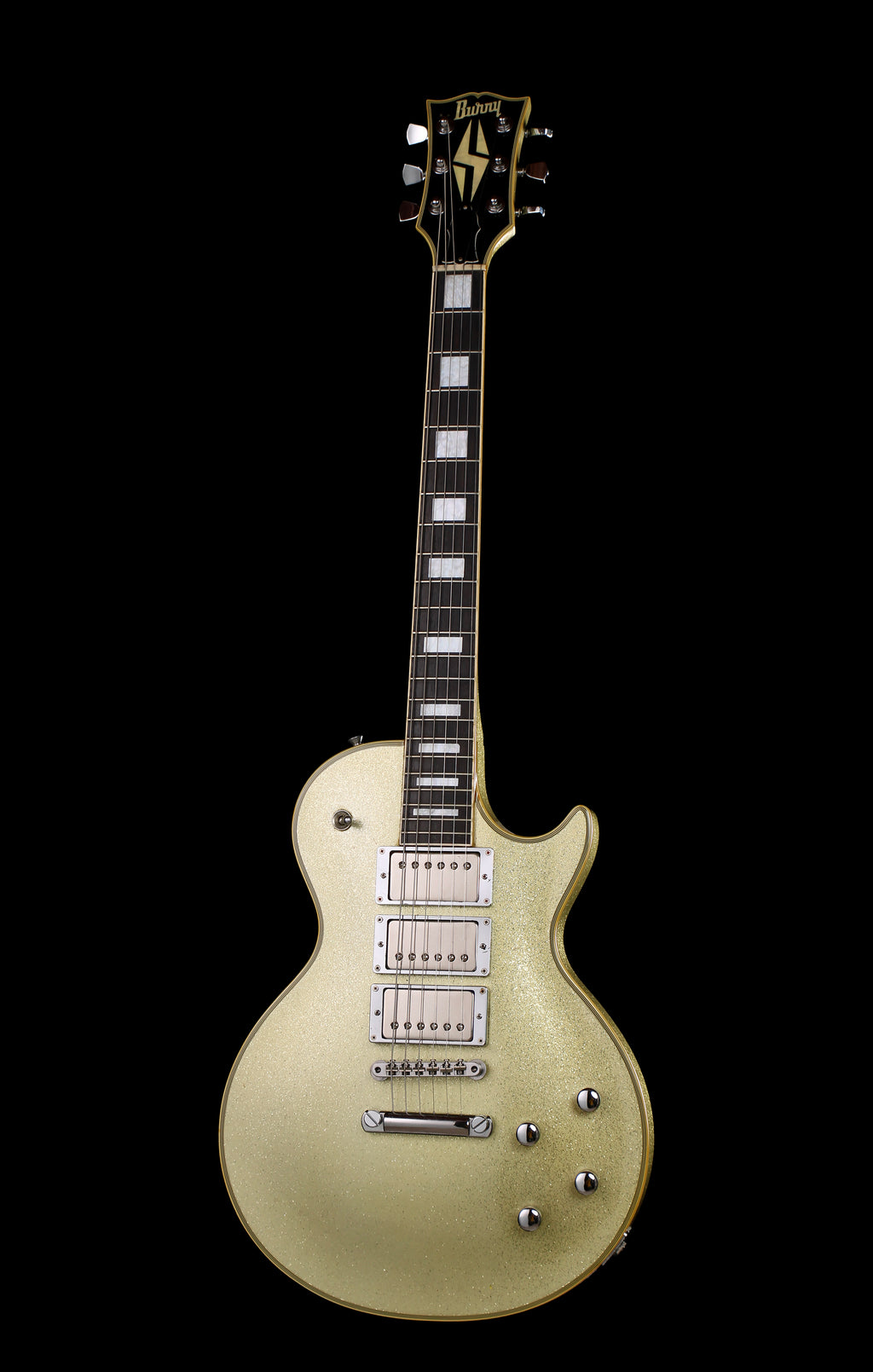 Burny RLC-60SLSP Les Paul Custom 3-Humbucker Silver Sparkle