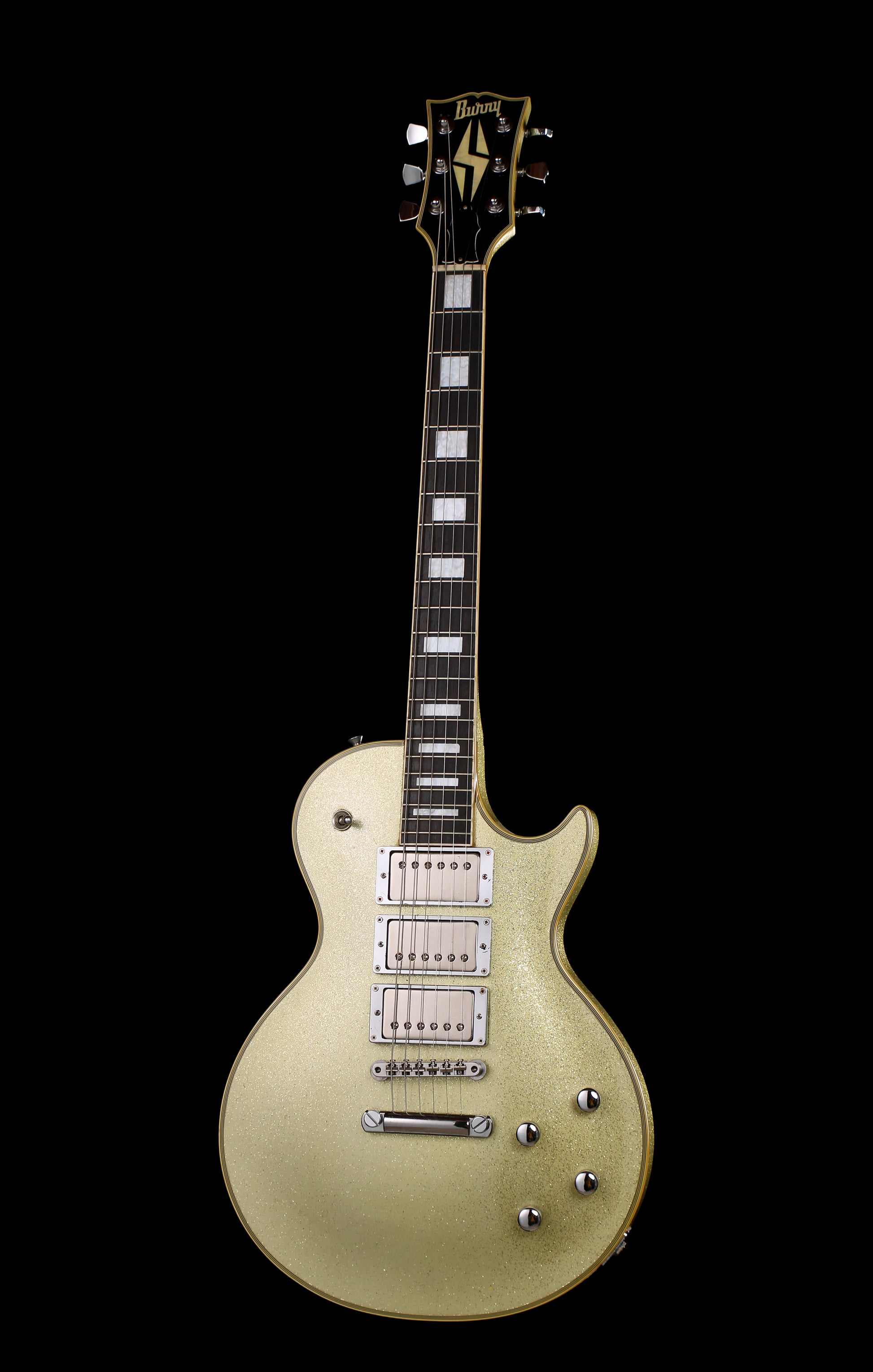 Burny RLC-60SLSP Les Paul Custom 3-Humbucker Silver Sparkle