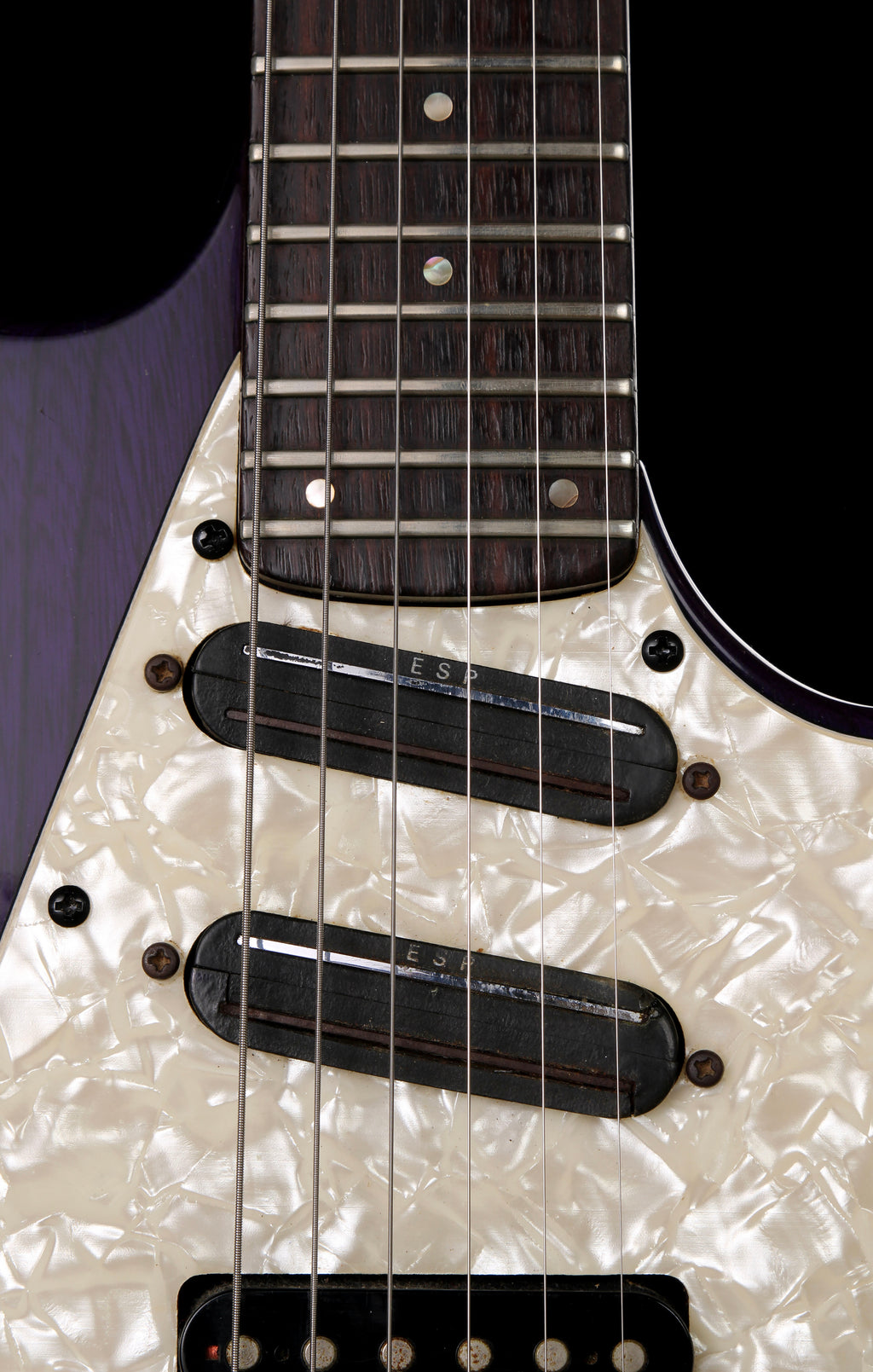 ESP Maverick Deluxe Transparent Purple, Pearloid Pickguard, Seymour Duncan Pickups, Floyd Rose