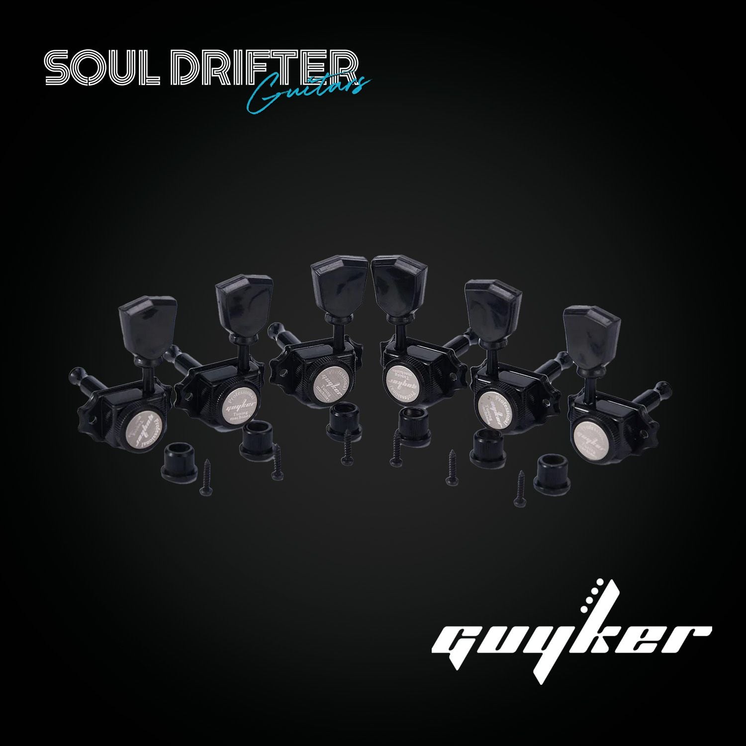 GK-44SP 3R3L Locking String Vintage Deluxe Tuners - Black/Black