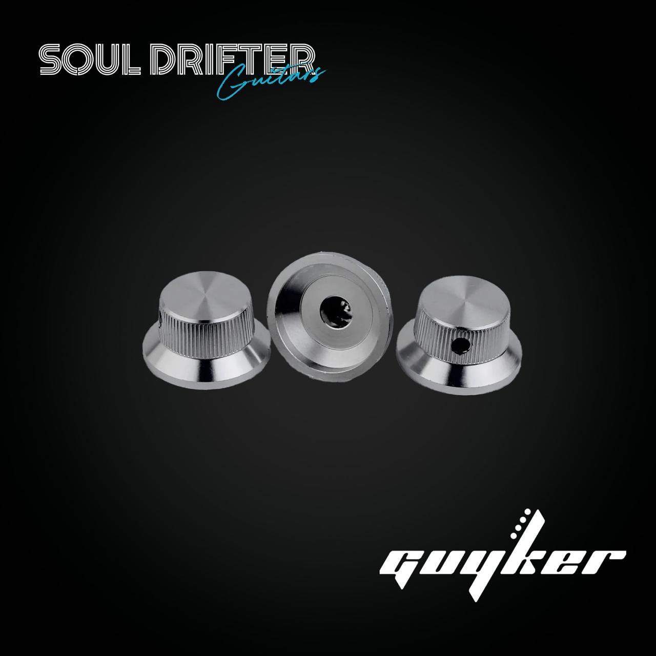 Guyker CKB019 Electric Guitar Bass Metal Control Volume Knob Hat Type - Chrome