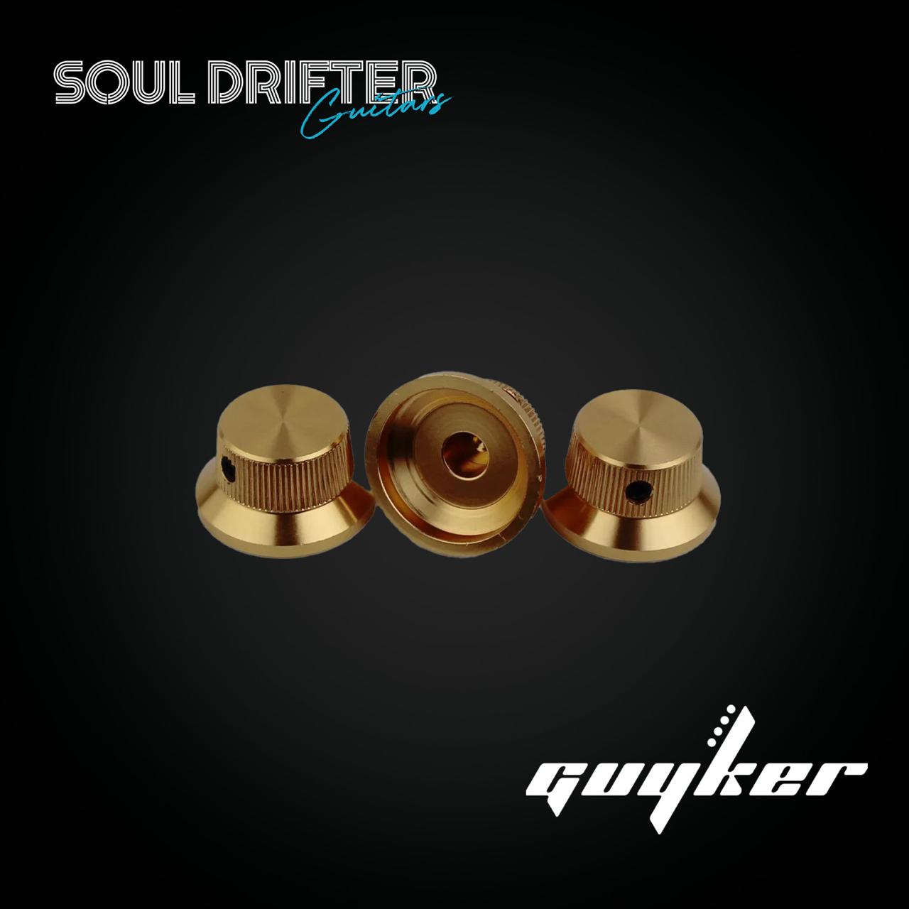 Guyker CKB019 Electric Guitar Bass Metal Control Volume Knob Hat Type - Gold