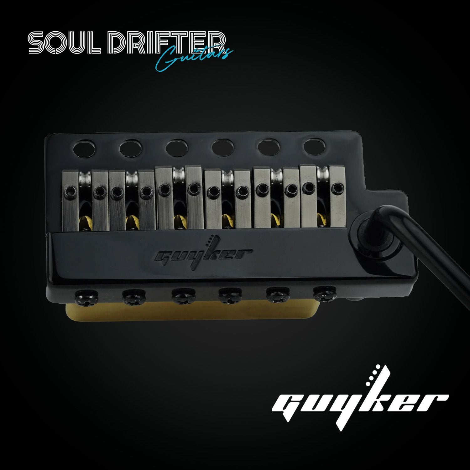 Guyker GG1009A-T 6-Point Tremolo Bridge with Brass Saddles Strat Style Electric Guitar - Black