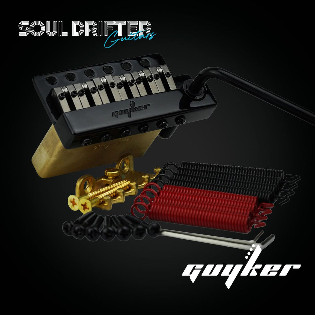 Guyker GG1009A-T 6-Point Tremolo Bridge with Brass Saddles Strat Style Electric Guitar - Black
