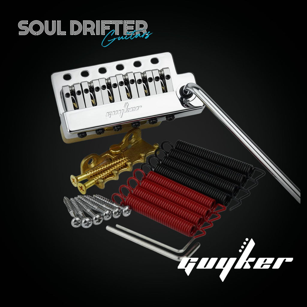 Guyker GG1009A-T 6-Point Tremolo Bridge with Brass Saddles Strat Style Electric Guitar - Chrome