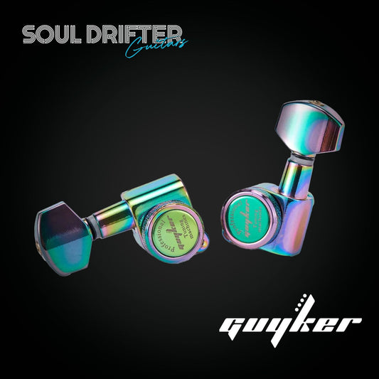 Guyker GK-07SP Locking Guitar Tuners 6 In-line Right-Handed - Rainbow