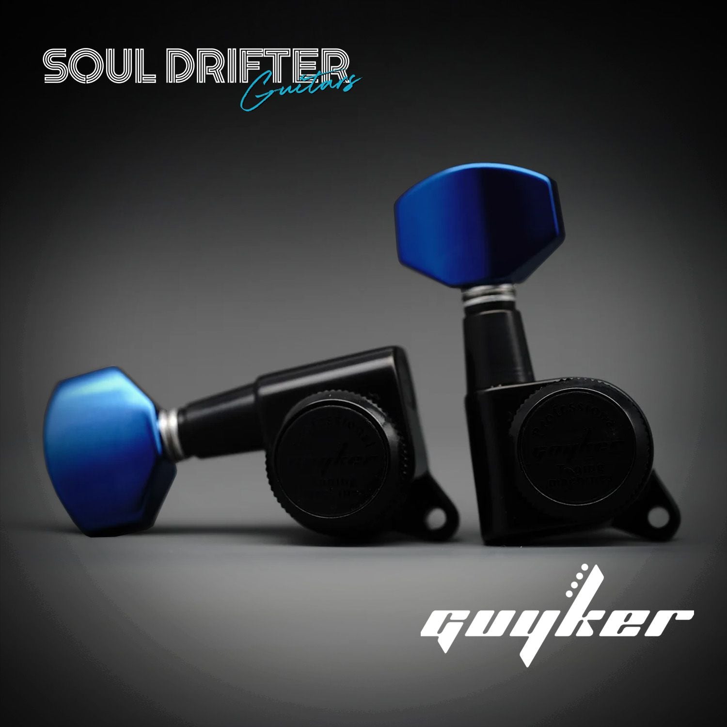 Guyker GK-D-07SP Dopamine Color Locking String Guitar Tuners - Black/Black/Blue
