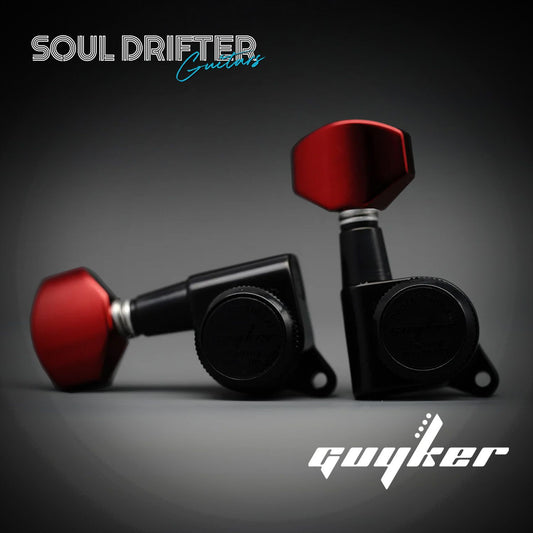 Guyker GK-D-07SP Dopamine Color Locking String Guitar Tuners - Black/Black/Red