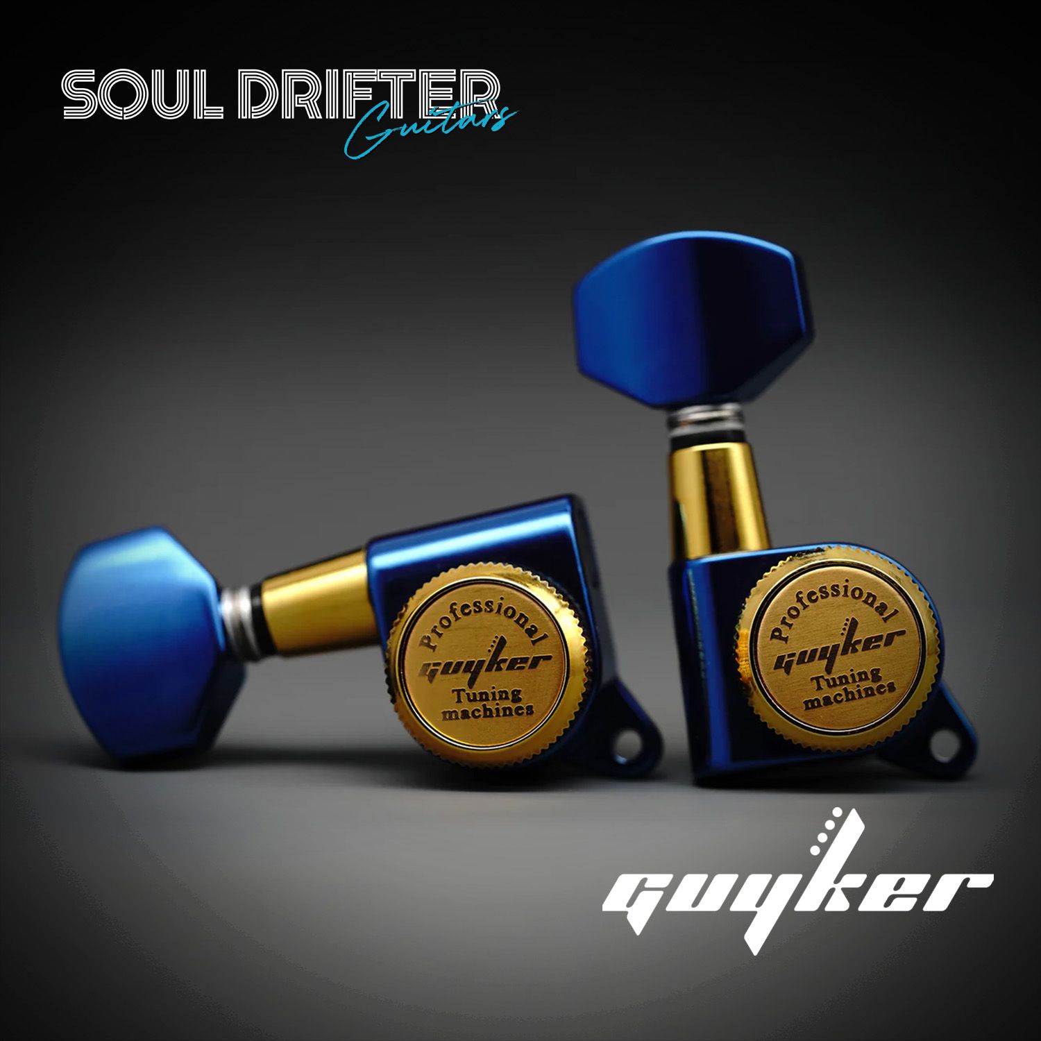 Guyker GK-D-07SP Dopamine Color Locking String Guitar Tuners - Blue/Gold/Blue