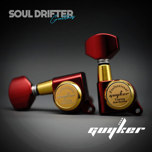 Guyker GK-D-07SP Dopamine Color Locking String Guitar Tuners - Red/Gold/Red