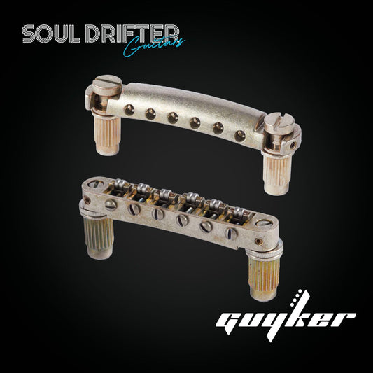 Guyker GM005 & GS001 Stop Bar Tailpiece with Tune-O-Matic Roller Bridge for LP and SG Guitars - Aged Nickel