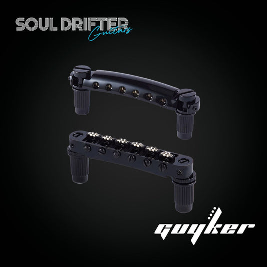 Guyker GM005 & GS001 Stop Bar Tailpiece with Tune-O-Matic Roller Bridge for LP and SG Guitars - Black