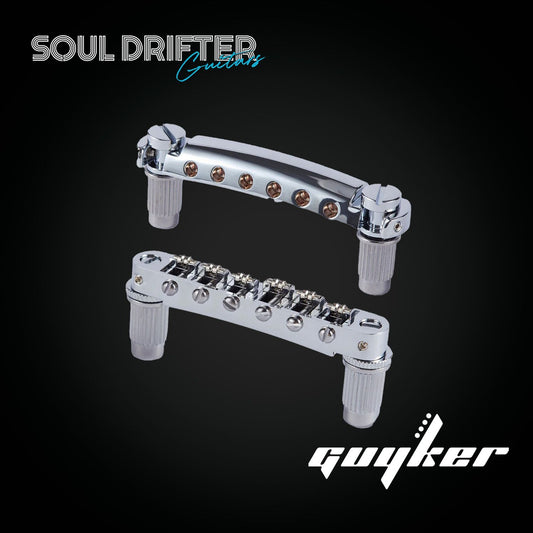 Guyker GM005 & GS001 Stop Bar Tailpiece with Tune-O-Matic Roller Bridge for LP and SG Guitars - Chrome