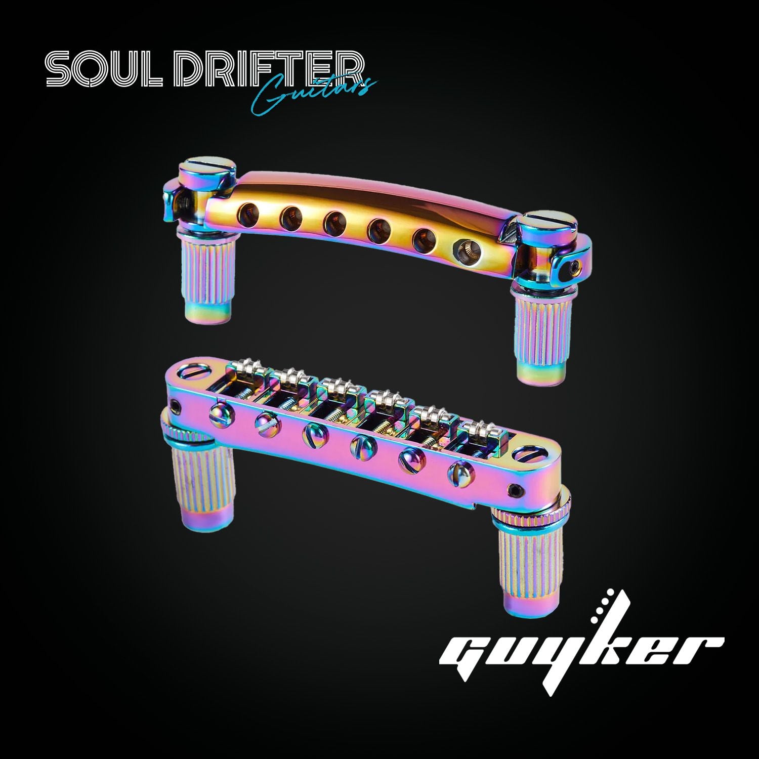 Guyker GM005 & GS001 Stop Bar Tailpiece with Tune-O-Matic Roller Bridge for LP and SG Guitars - Aged Nickel
