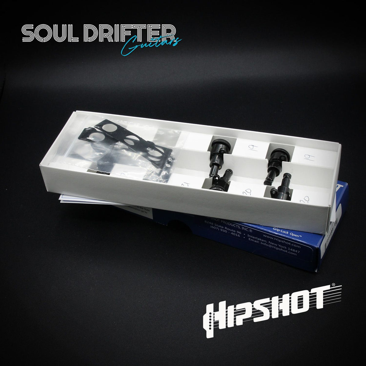 Hipshot Guitar Tuner Upgrade Kit 6 Inline Grip-Lock Closed - Black (6K1EL0B)