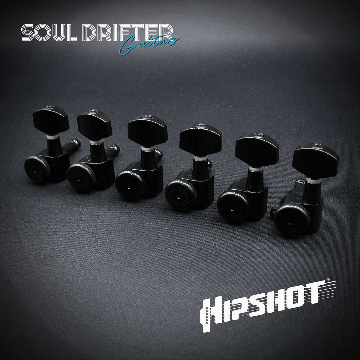 Hipshot Guitar Tuner Upgrade Kit 6 Inline Grip-Lock Closed - Black Treble (6K1EL0BT)