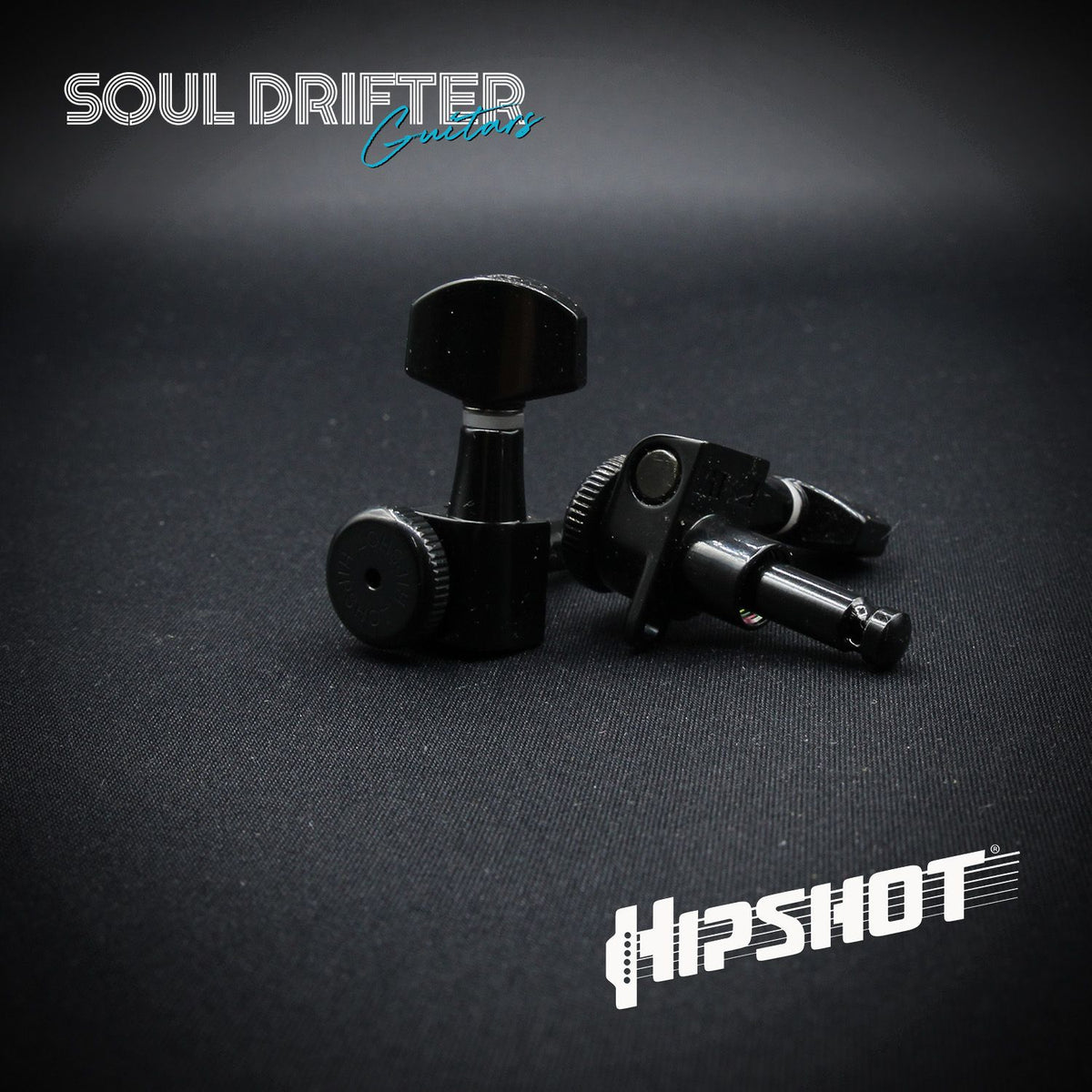 Hipshot Guitar Tuner Upgrade Kit 6 Inline Grip-Lock Closed - Black Treble Staggered (6K1EL0BT-STAG)