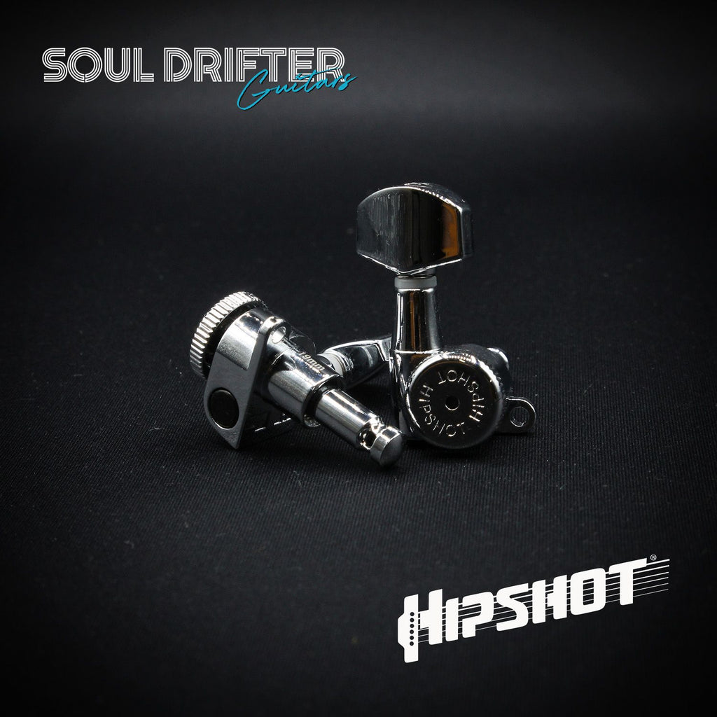 Hipshot Guitar Tuner Upgrade Kit 6 Inline Grip-Lock Closed - Chrome (6K1EL0C)
