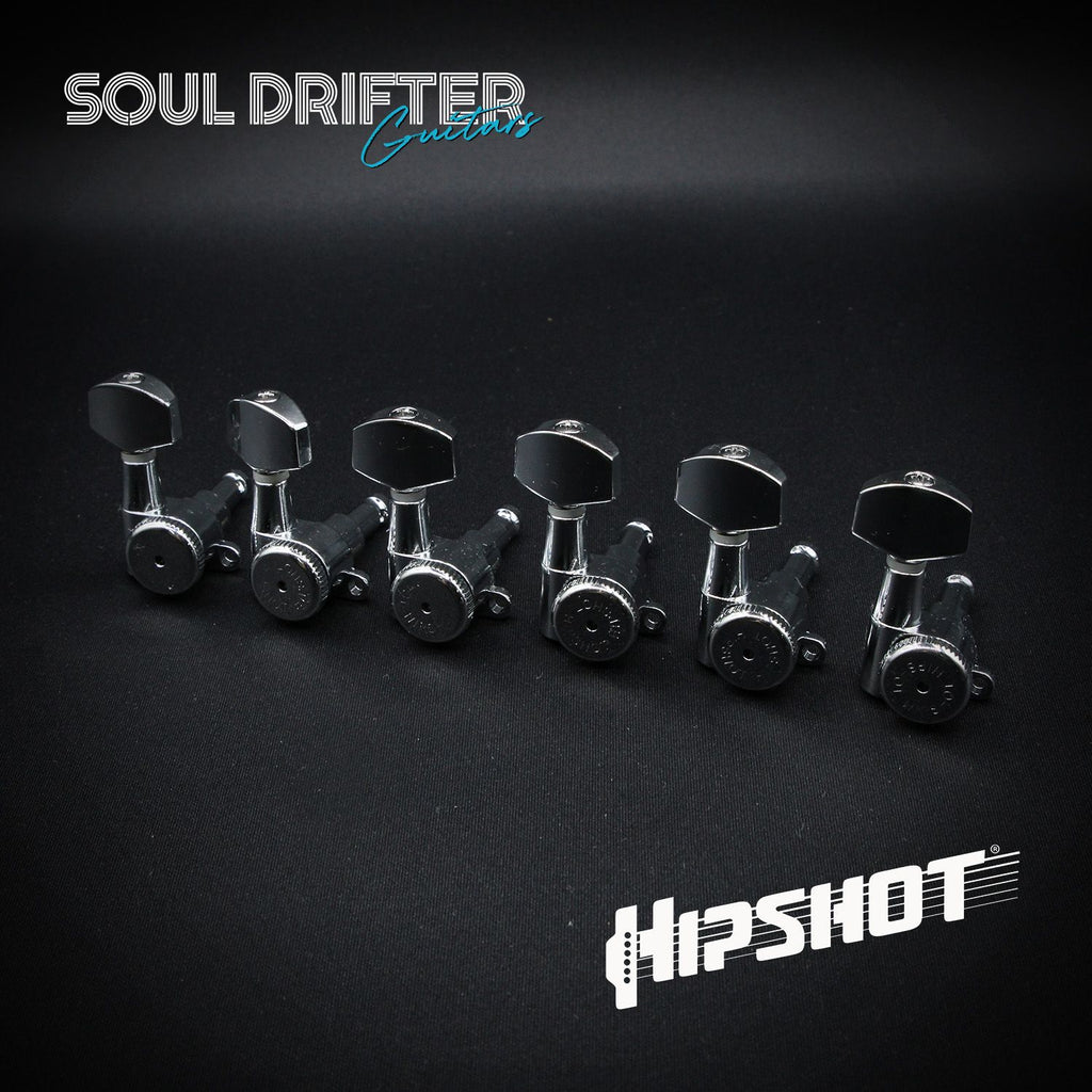 Hipshot Guitar Tuner Upgrade Kit 6 Inline Grip-Lock Closed - Chrome Staggered (6K1EL0C-STAG)