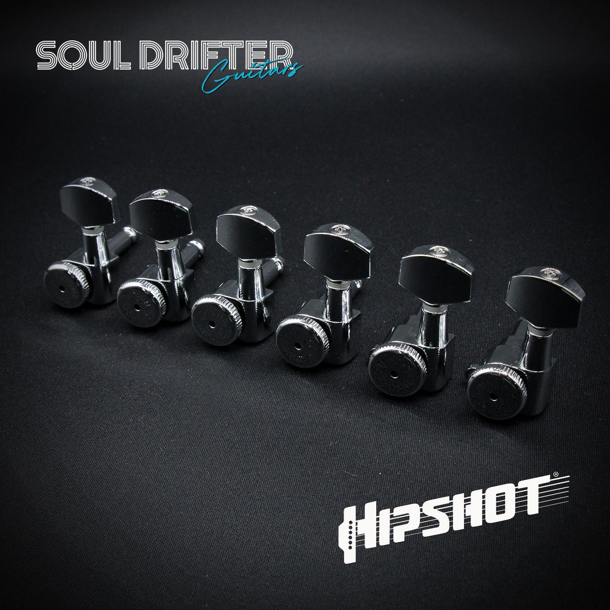 Hipshot Guitar Tuner Upgrade Kit 6 Inline Grip-Lock Closed - Chrome Treble Staggered (6K1EL0CT-STAG)
