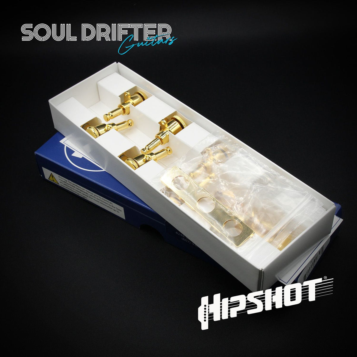 Hipshot Guitar Tuner Upgrade Kit 6 Inline Grip-Lock Closed - Gold Staggered (6K1EL0G-STAG)