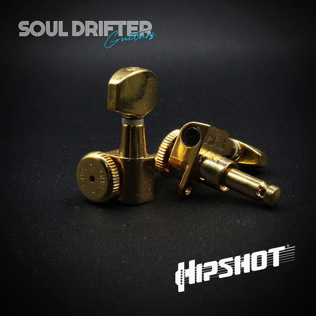 Hipshot Guitar Tuner Upgrade Kit 6 Inline Grip-Lock Closed - Gold Treble (6K1EL0GT)