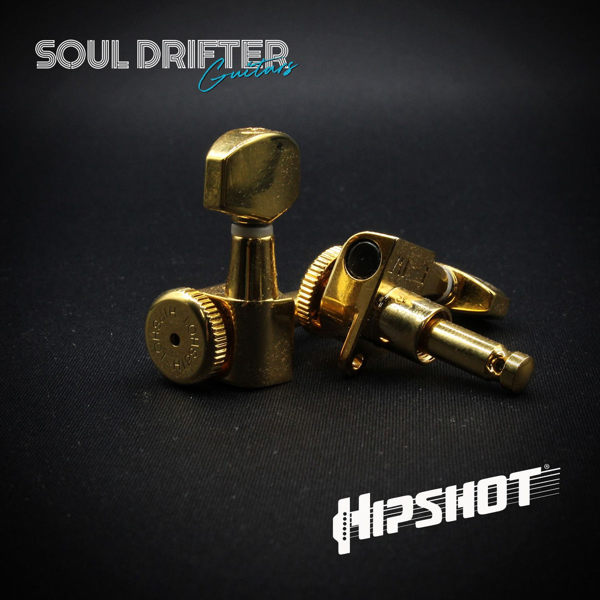 Hipshot Guitar Tuner Upgrade Kit 6 Inline Grip-Lock Closed - Gold Treble (6K1EL0GT)