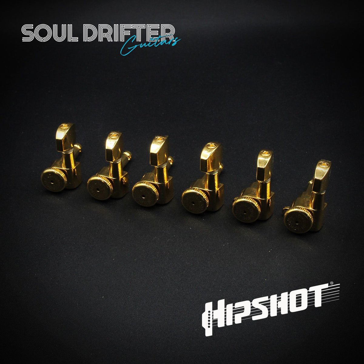 Hipshot Guitar Tuner Upgrade Kit 6 Inline Grip-Lock Closed - Gold Treble (6K1EL0GT)