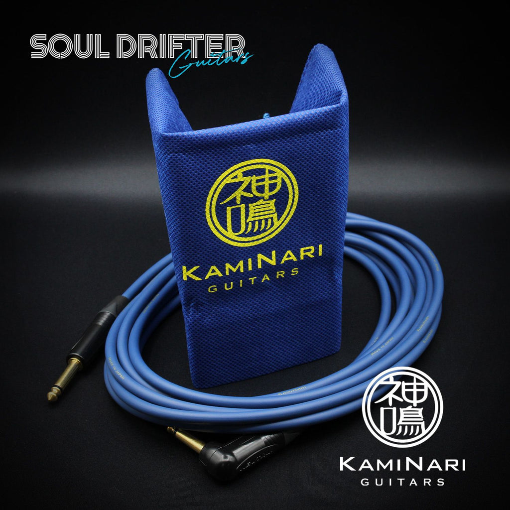 Kaminari Electric Guitar Cable Straight to L Connector - Blue - 5m