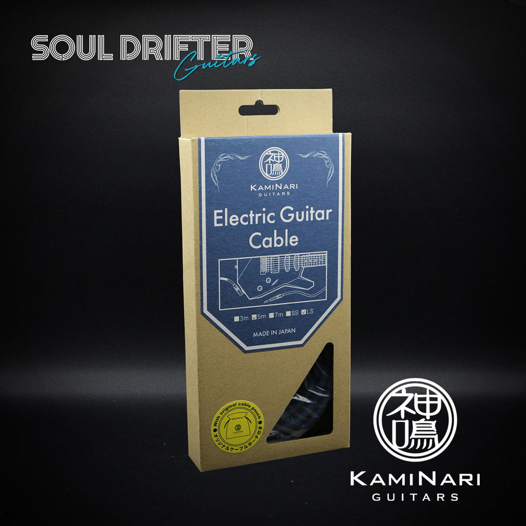 Kaminari Electric Guitar Cable Straight to L Connector - Blue - 5m