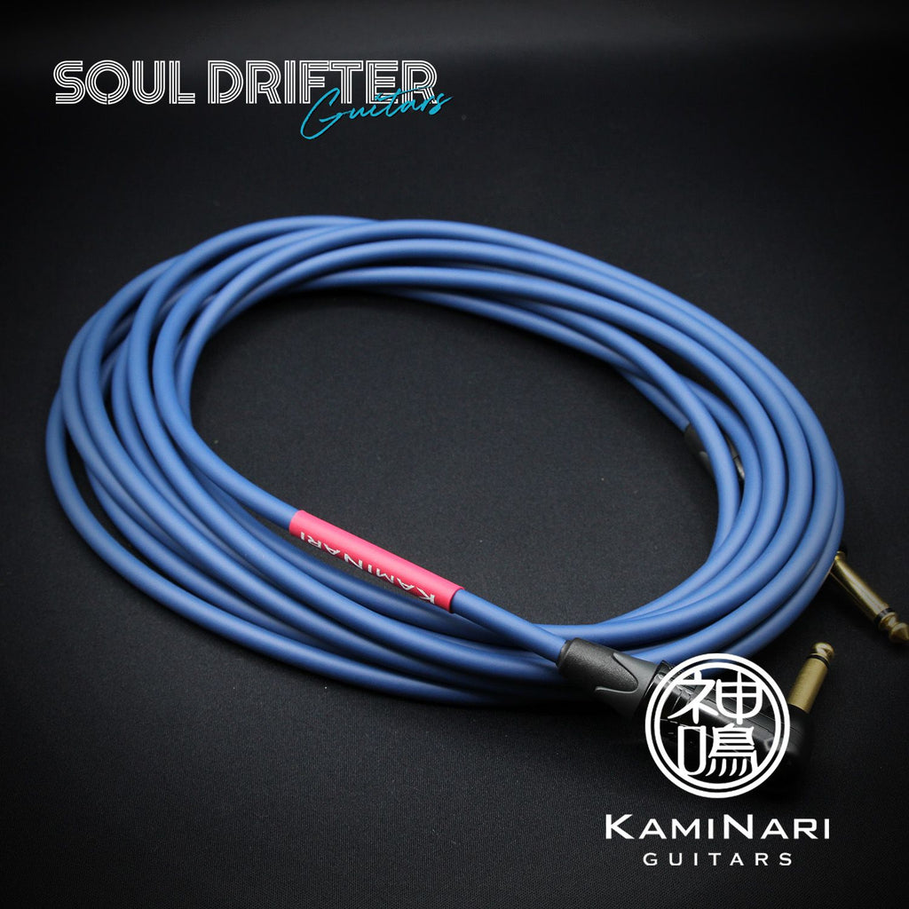Kaminari Electric Guitar Cable Straight to L Connector - Blue - 5m
