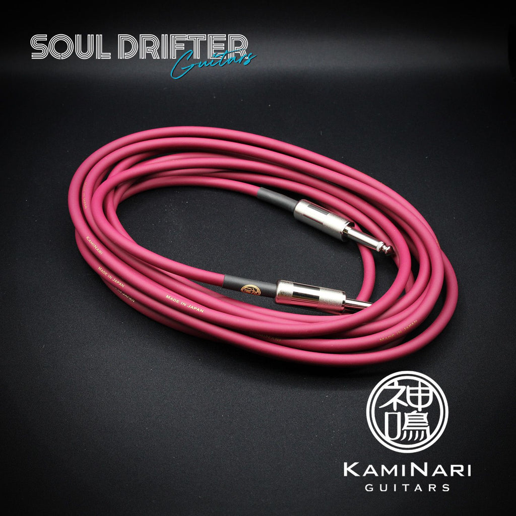 Kaminari Jinrai Handmade Guitar Cable Straight Connectors - Enji Colour (Crimson) - 5m