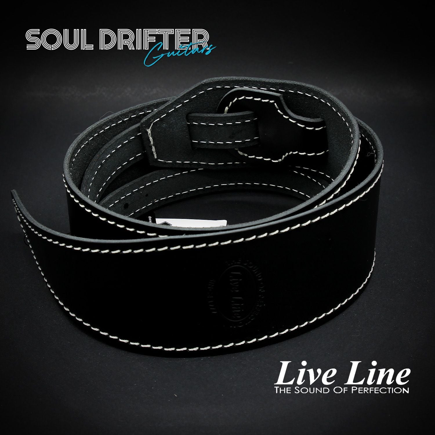 Live Line Toyooka Leather Neo Standard Stitch Guitar Strap - Black