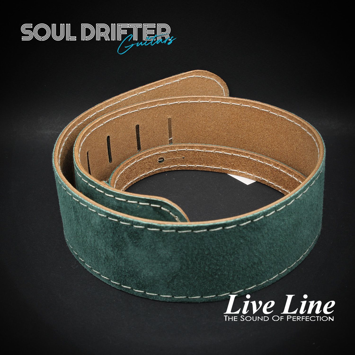 Live Line Toyooka Suede Neo Standard Stitch Guitar Strap - Forest Green
