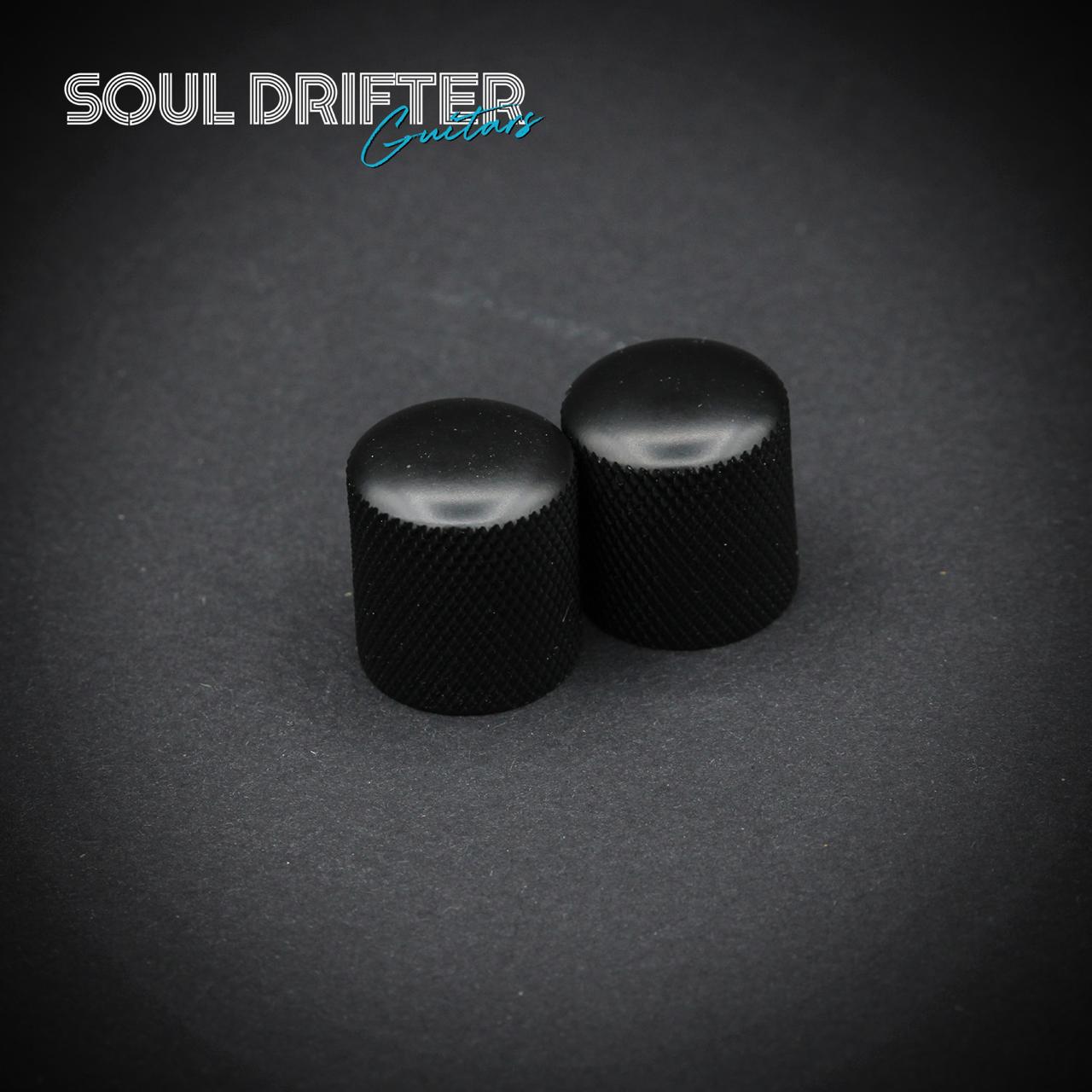 Metal Push-In Dome Knob with Knurled Sides - Black (Pack of 2)