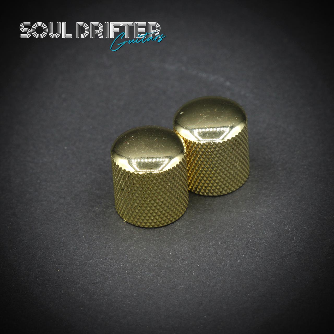 Metal Push-In Dome Knob with Knurled Sides - Gold (Pack of 2)