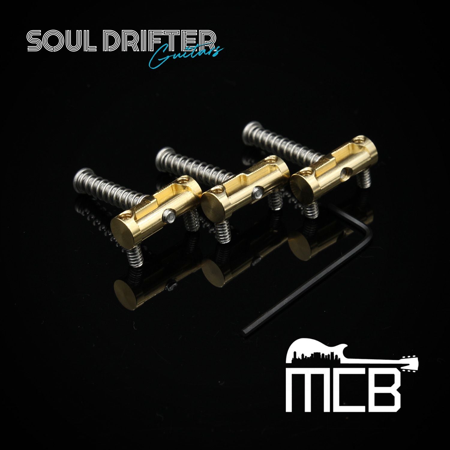 Music City Bridge Groove Master Saddles for Tele - Polished Brass