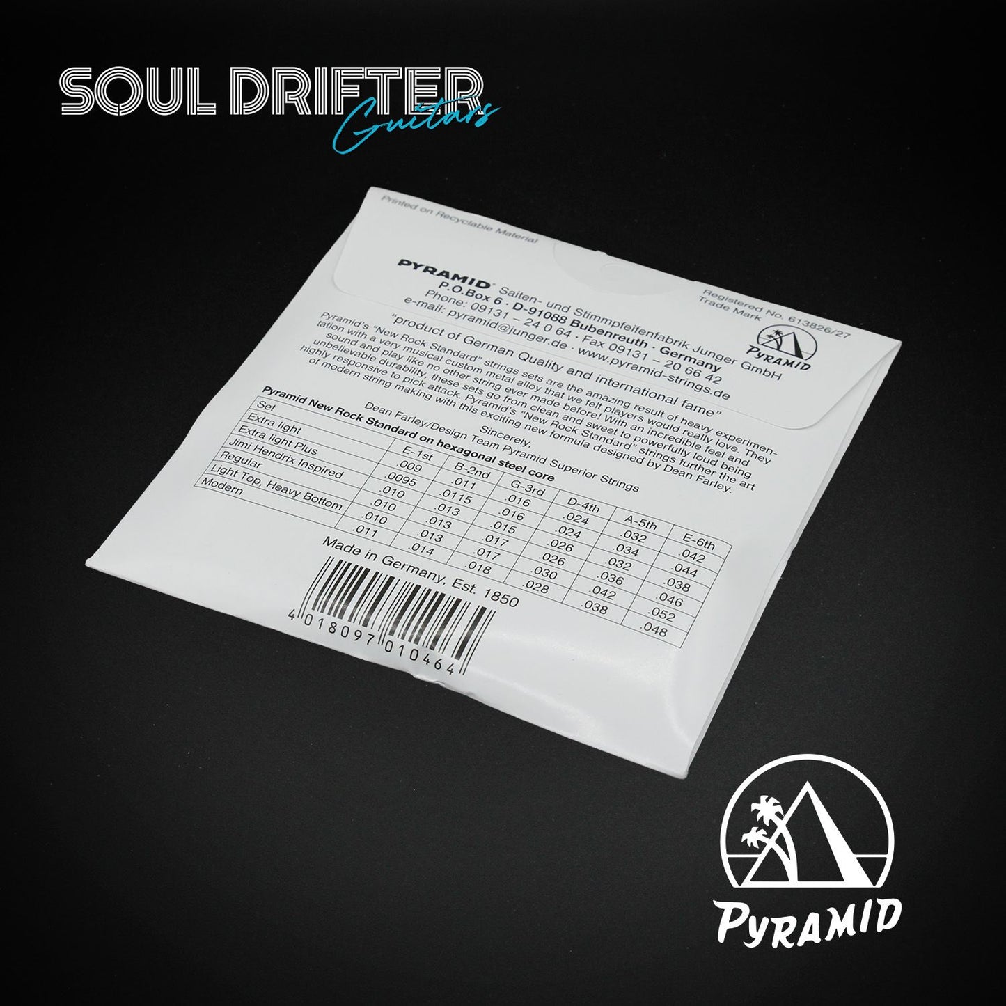 Pyramid New Rock Standard Electric Guitar Strings Light Top, Heavy Bottom (.010-.052)