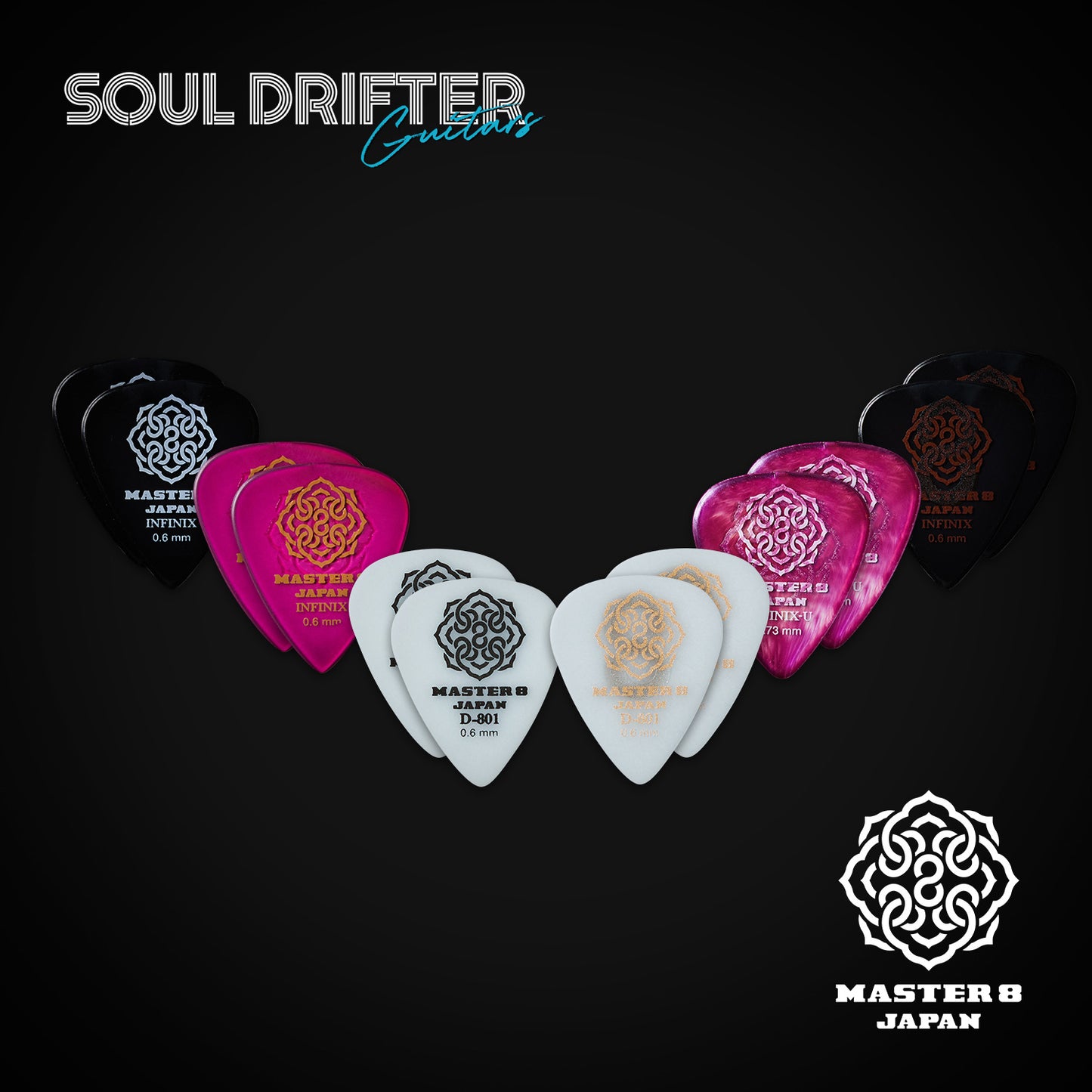 MASTER 8 JAPAN |  All Lighter Gauge Teardrop Picks 0.6-0.73mm (12-pack)