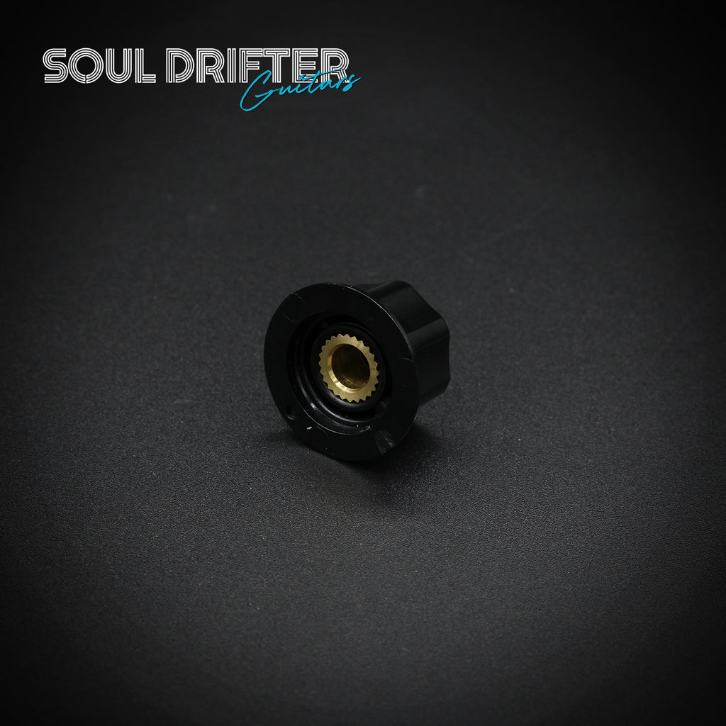 Tesi Plastic Mini Pedal Knob with Brass Insert and Set Screw - Black