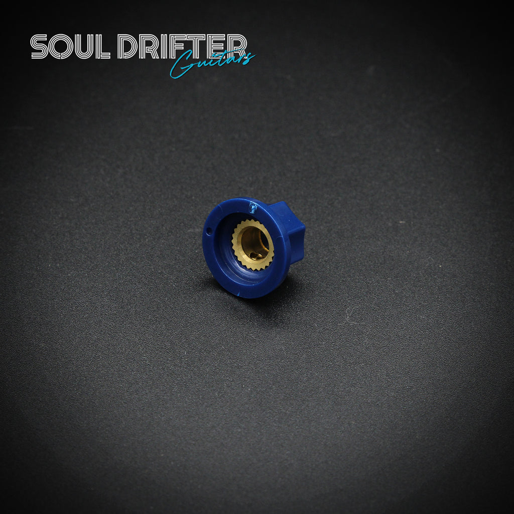 Tesi Plastic Mini Pedal Knob with Brass Insert and Set Screw - Blue