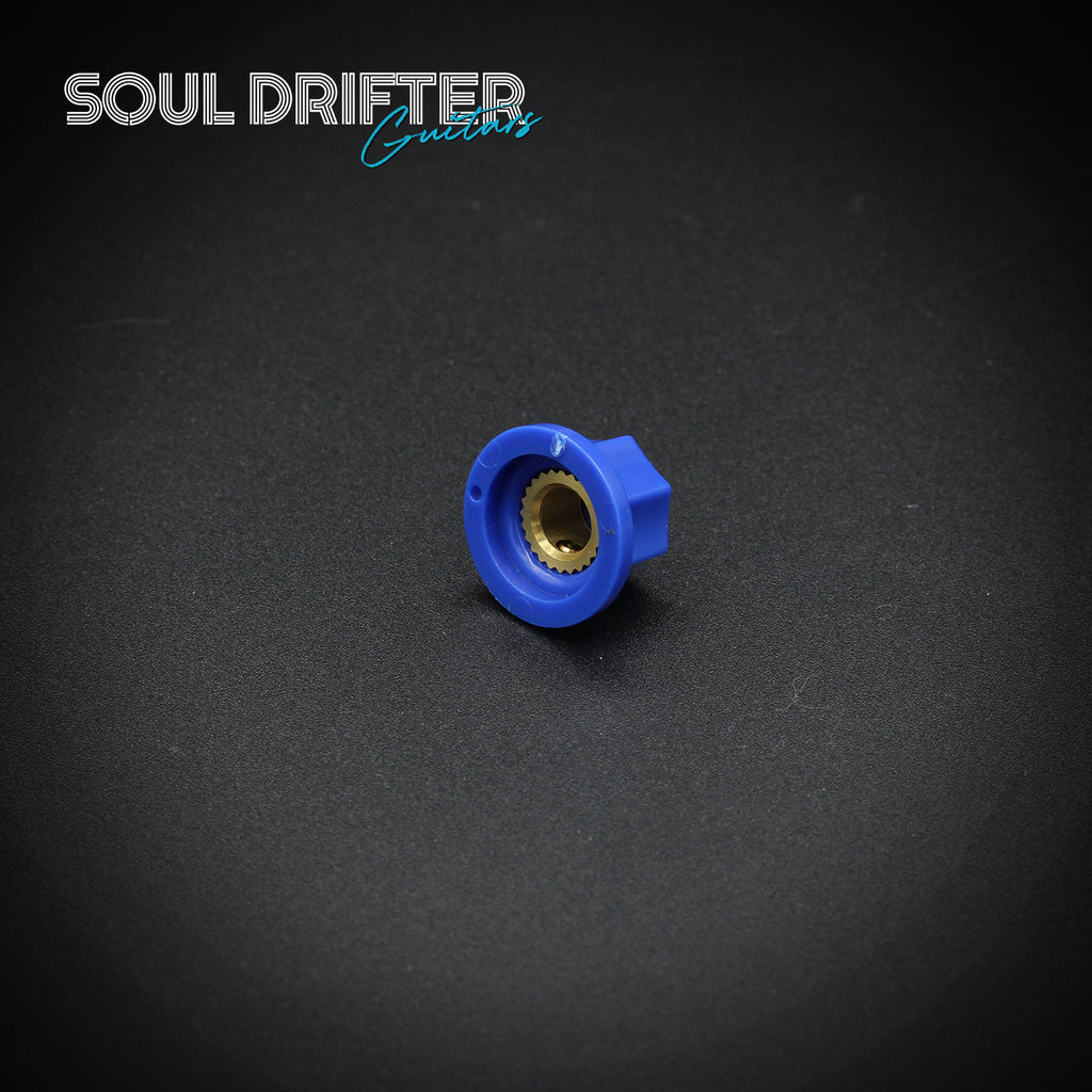 Tesi Plastic Mini Pedal Knob with Brass Insert and Set Screw - Blue