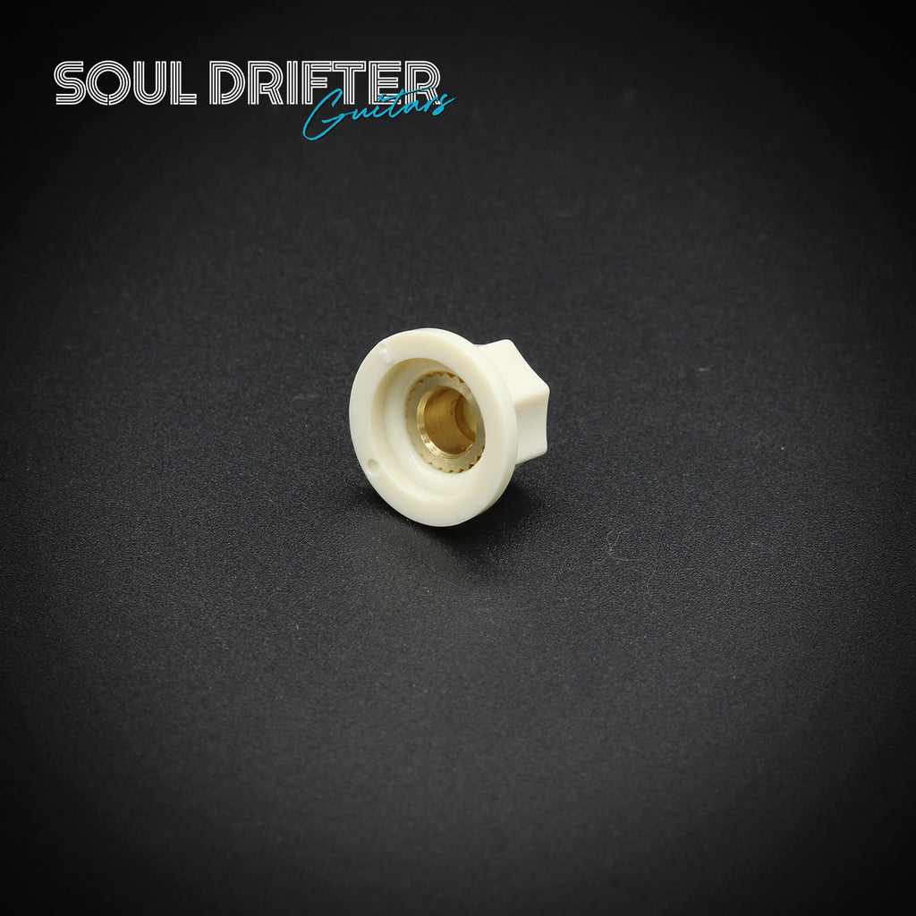 Tesi Plastic Mini Pedal Knob with Brass Insert and Set Screw - Cream