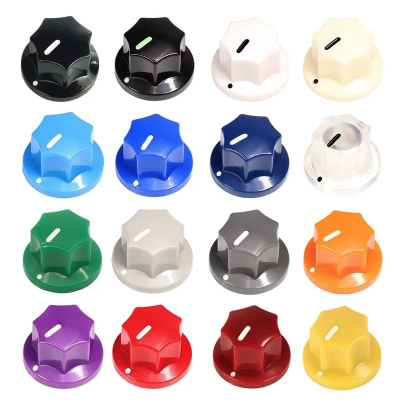 Tesi Plastic Mini Pedal Knob with Brass Insert and Set Screw - Black w/ Glow Pointer